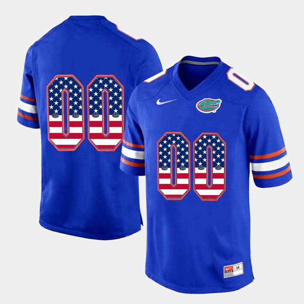 Men's NCAA Florida Gators Customize #00 Stitched Authentic Nike Royal Blue US Flag Fashion College Football Jersey OPE0265NY